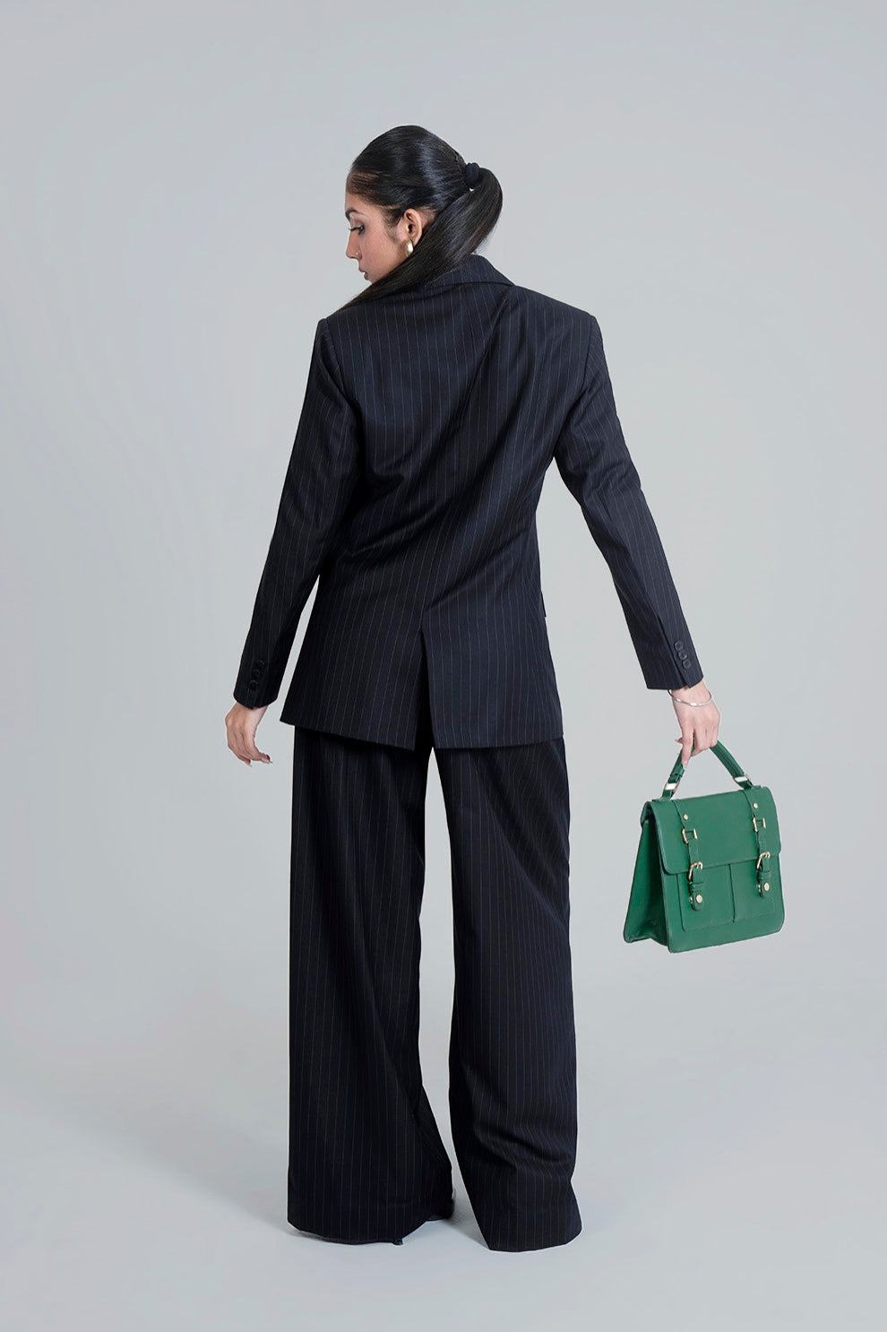 Black Pinstripe Tailored Women’s Pant Suit