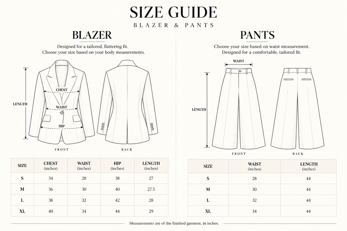 THE CONTOUR Size Chart