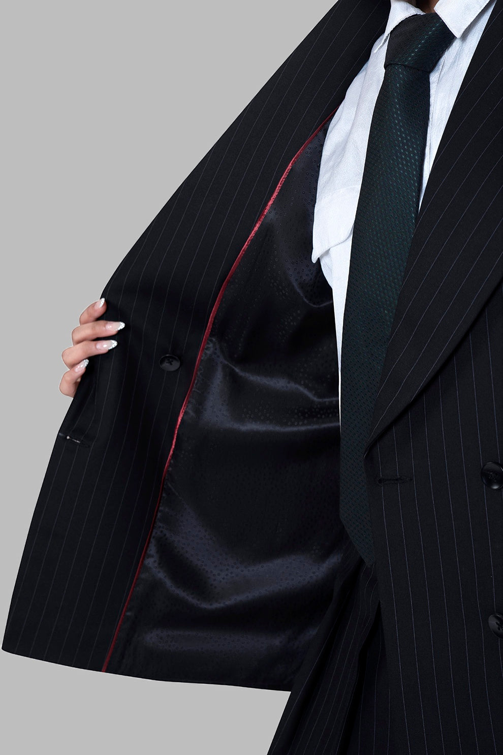 Black Pinstripe Tailored Women’s Pant Suit